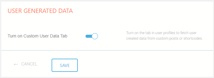 Enable User Generated Data