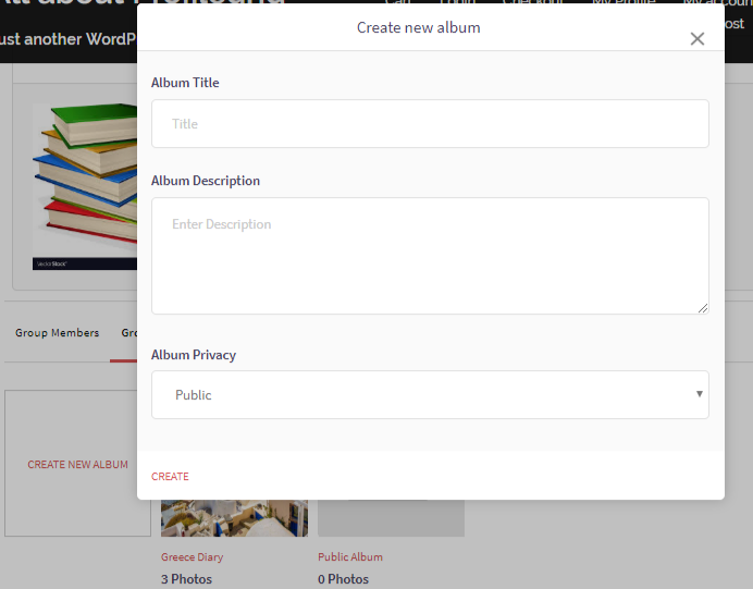 create and share photo albums in WordPress new album