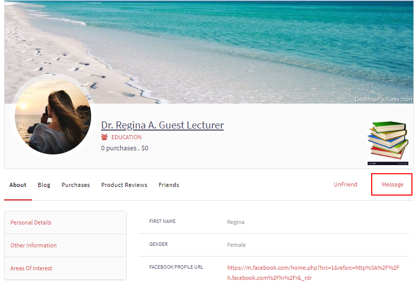 Private Messaging Between WordPress Users message 