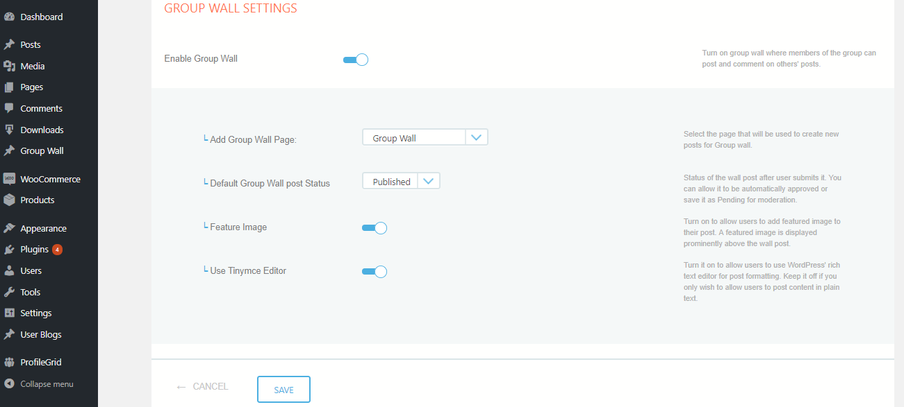 add social activity to user groups global settings