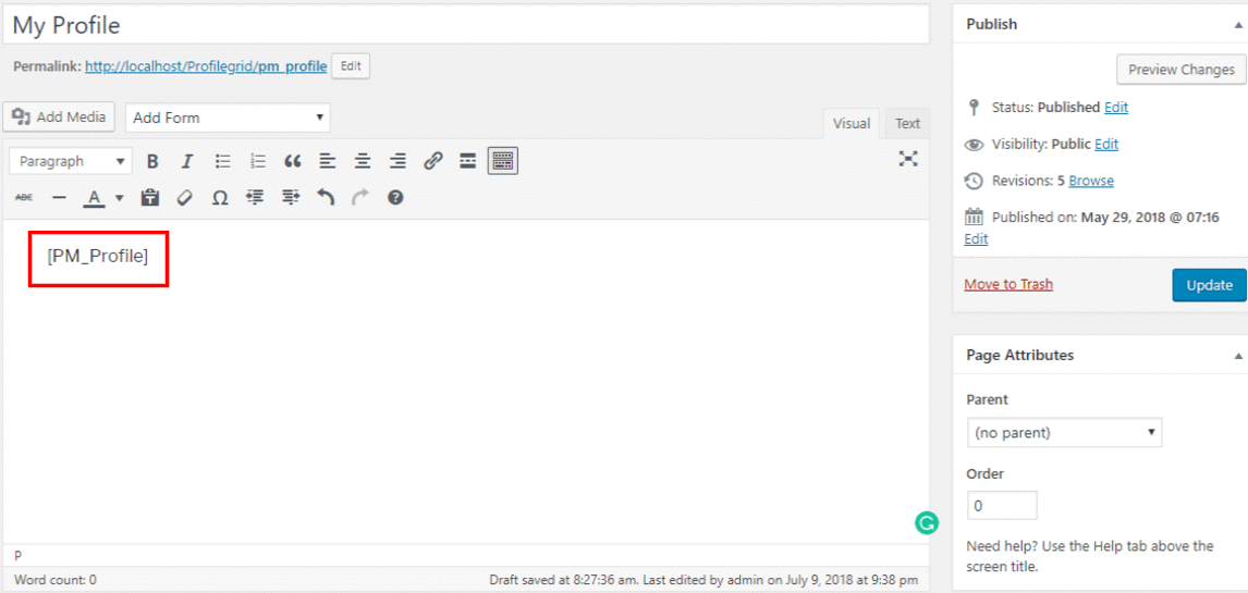 WordPress Profile My Profile