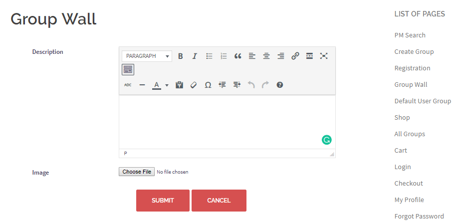 Allow User to Submit Post and Upload Media group wall