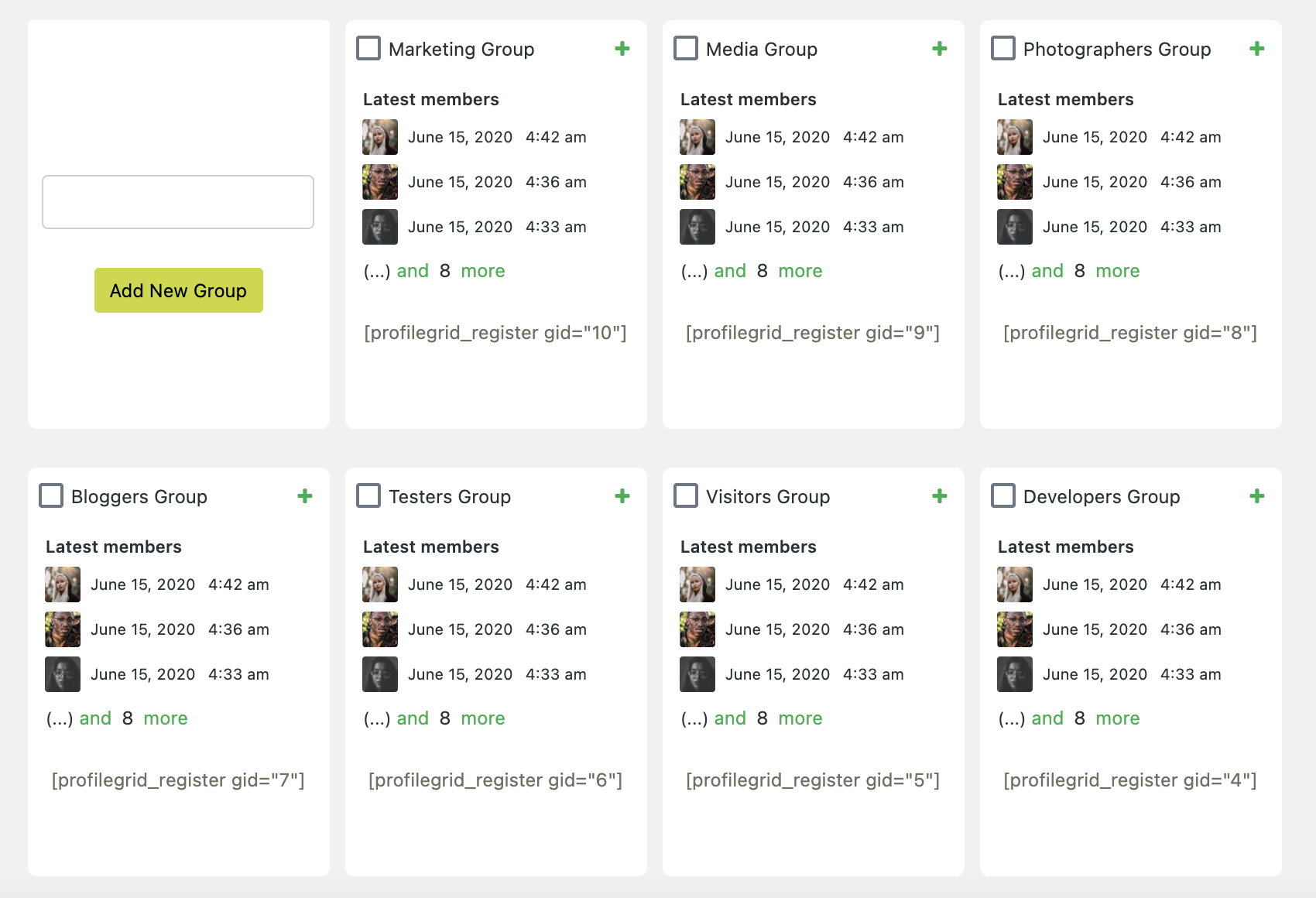 All groups with Group Fields