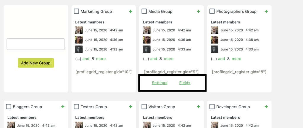 Group Options - ProfileGrid