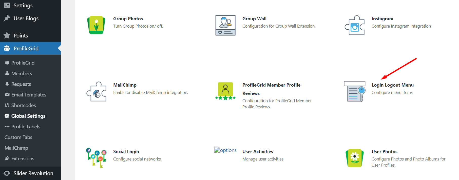 WordPress logout menu items