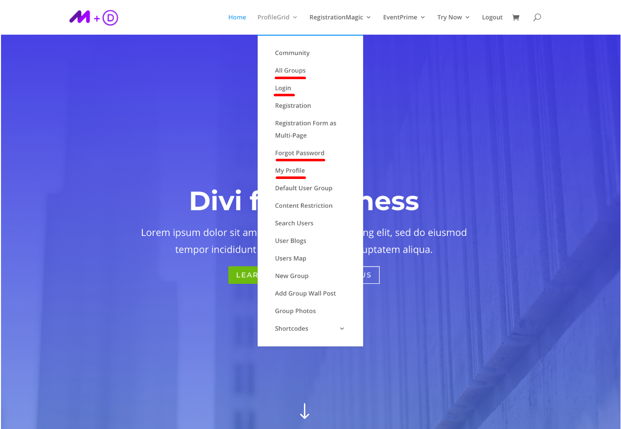 WordPress logout menu items