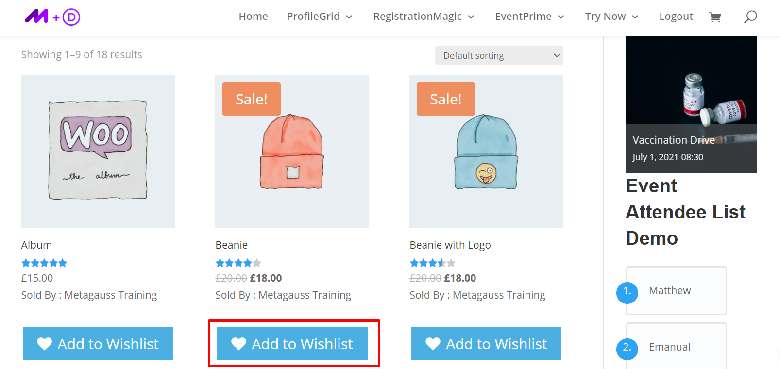 WooCommerce wishlist