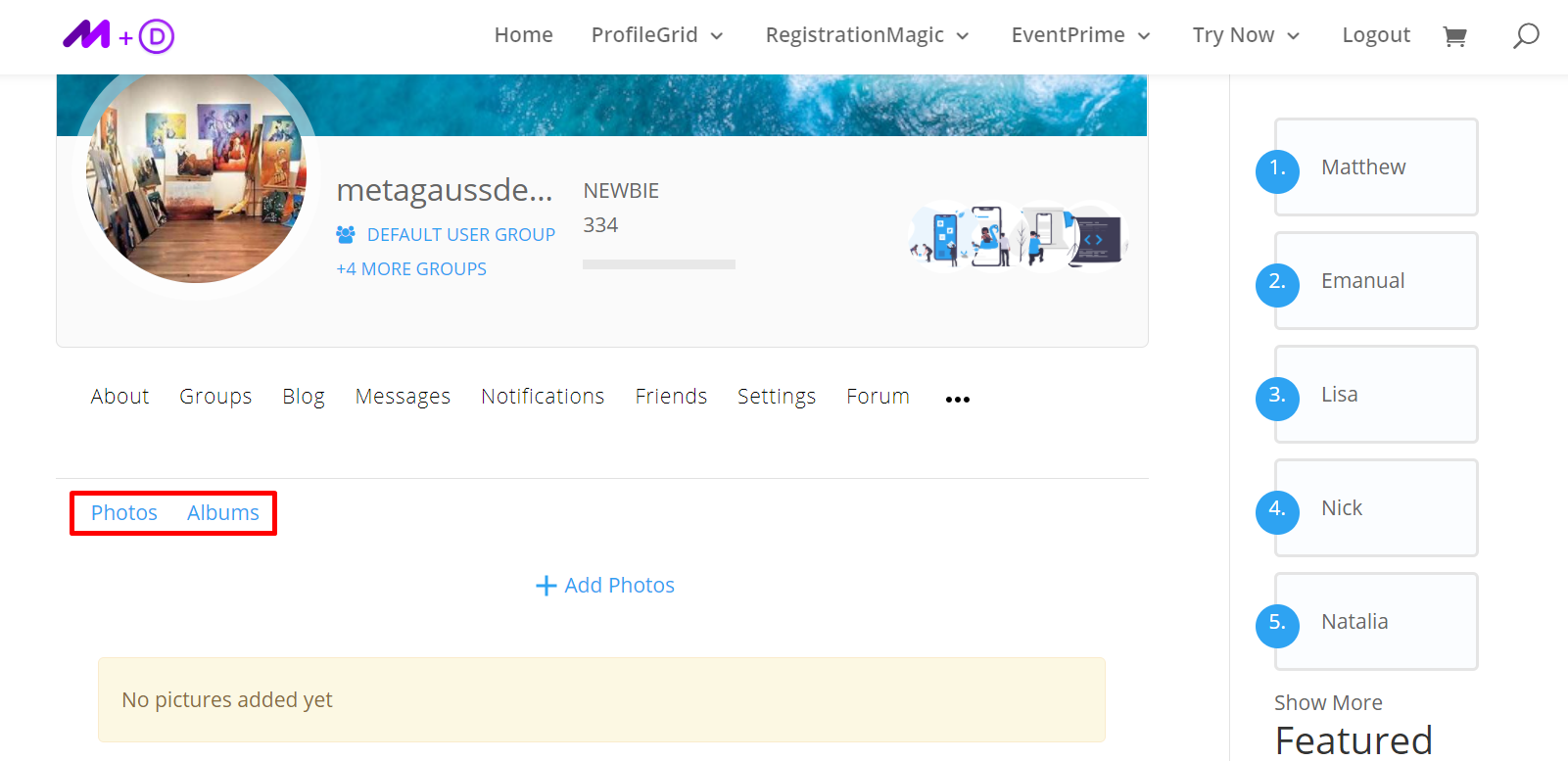 User Profile Photos