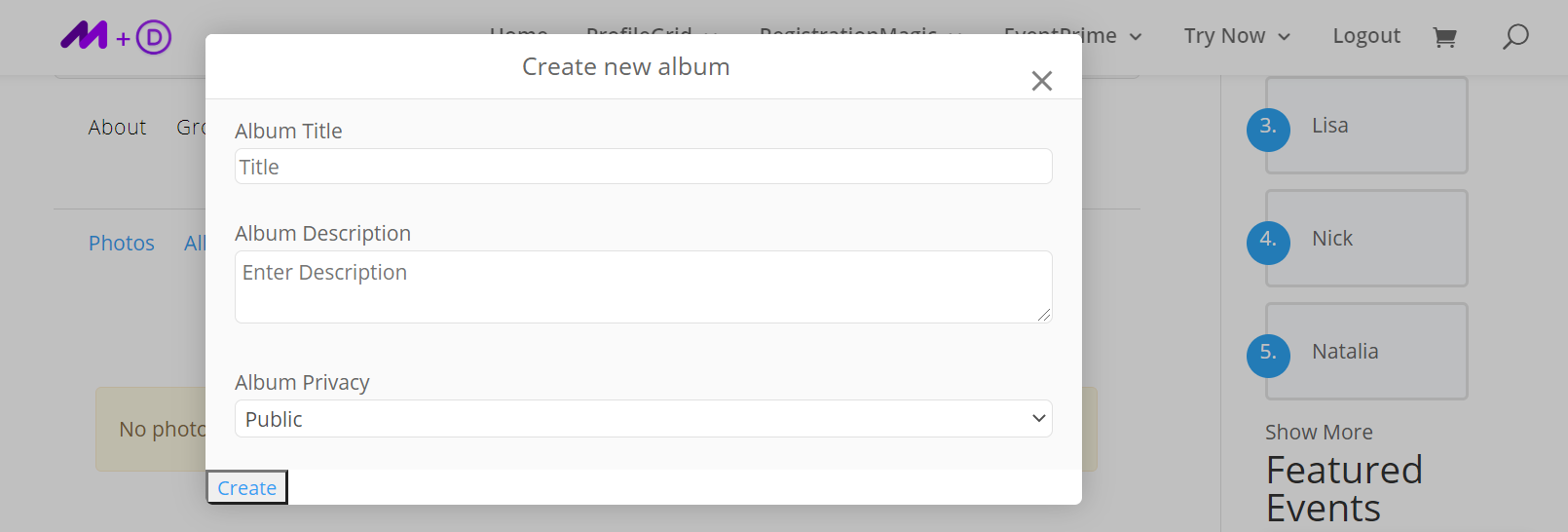 upload user profile photos