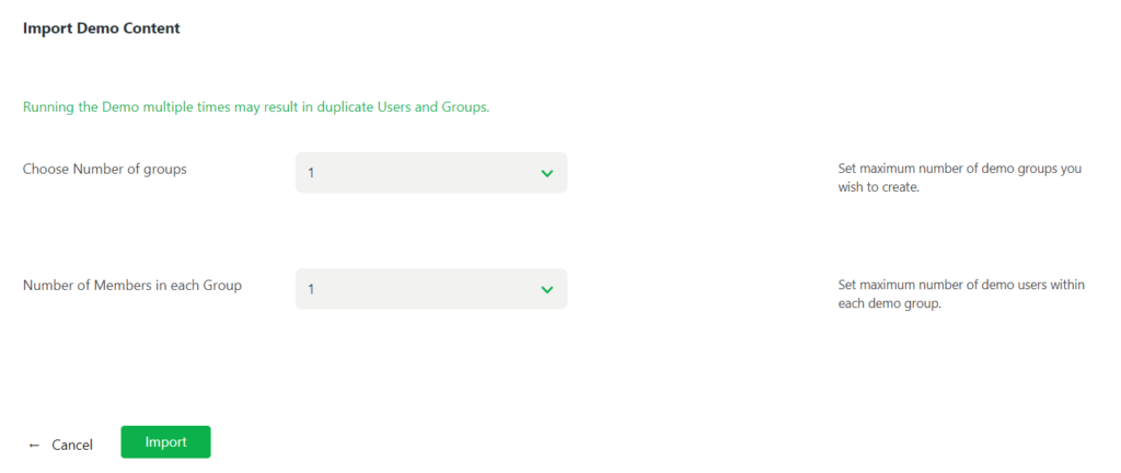 import groups and profiles