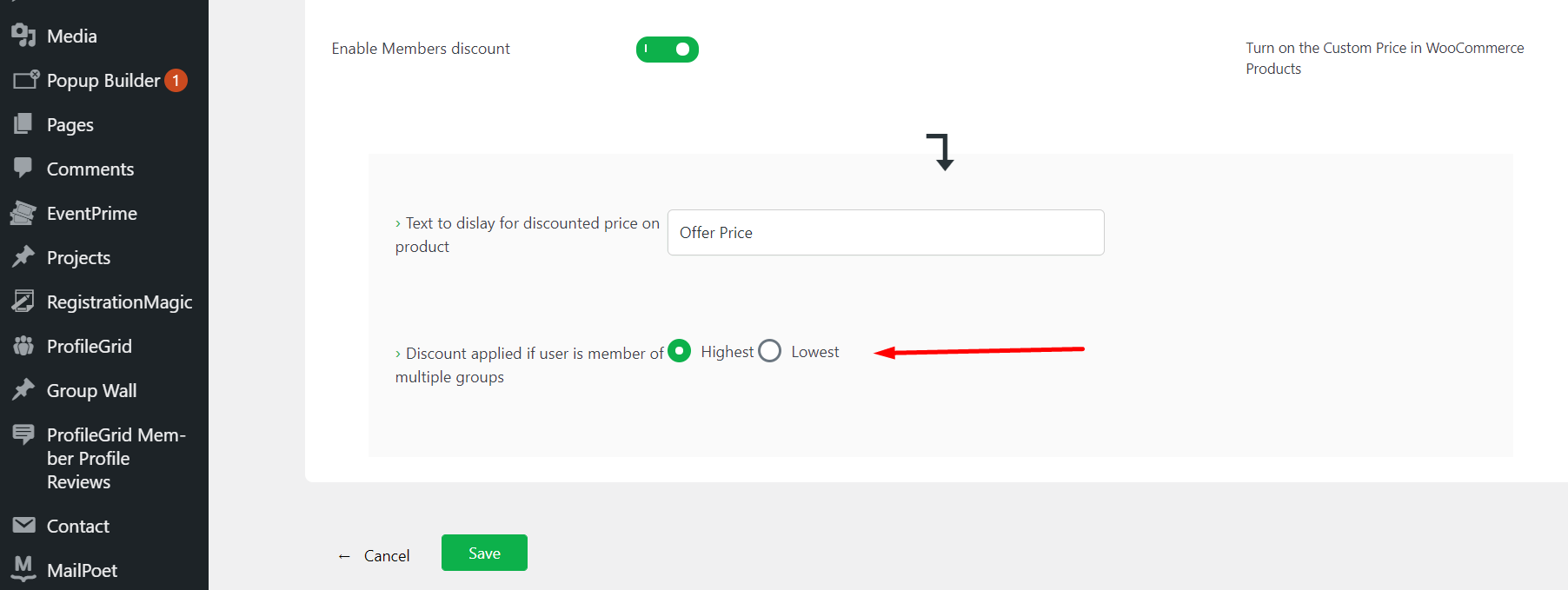 WooCommerce User Group Discount