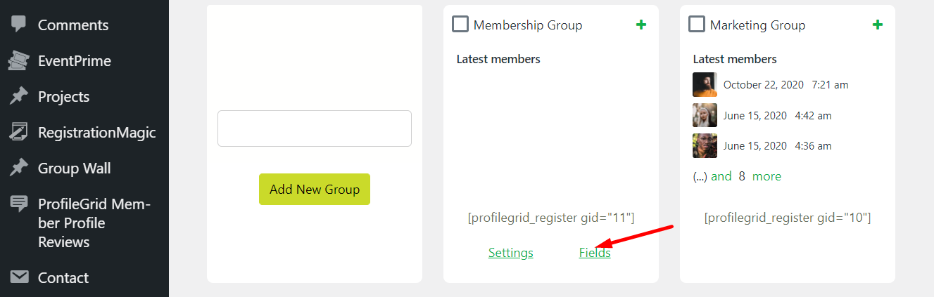 WordPress members area