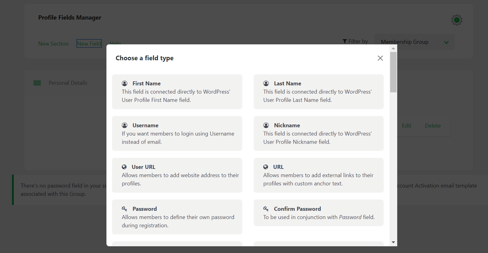 WordPress members area