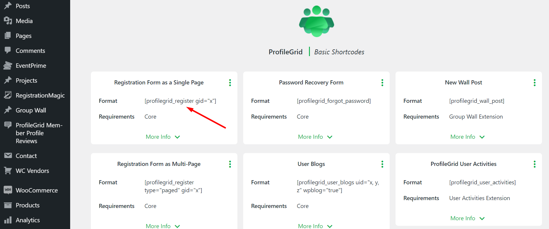 WordPress members area