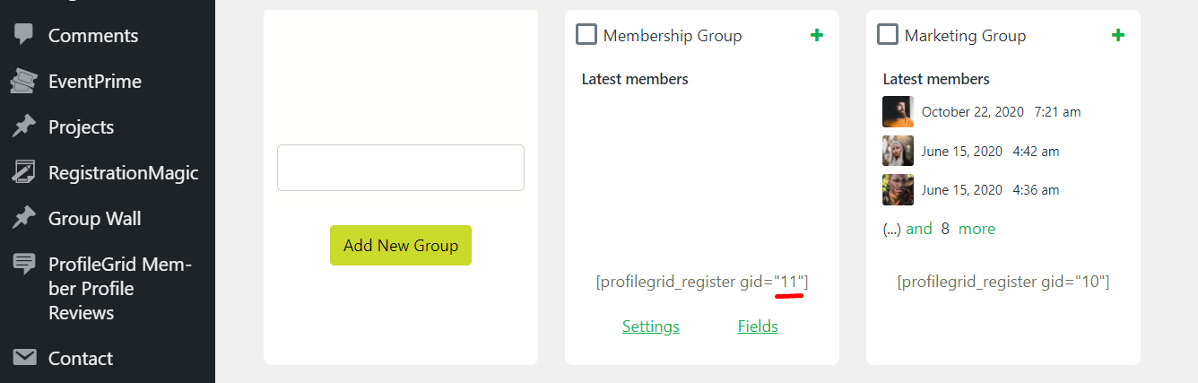 WordPress members area