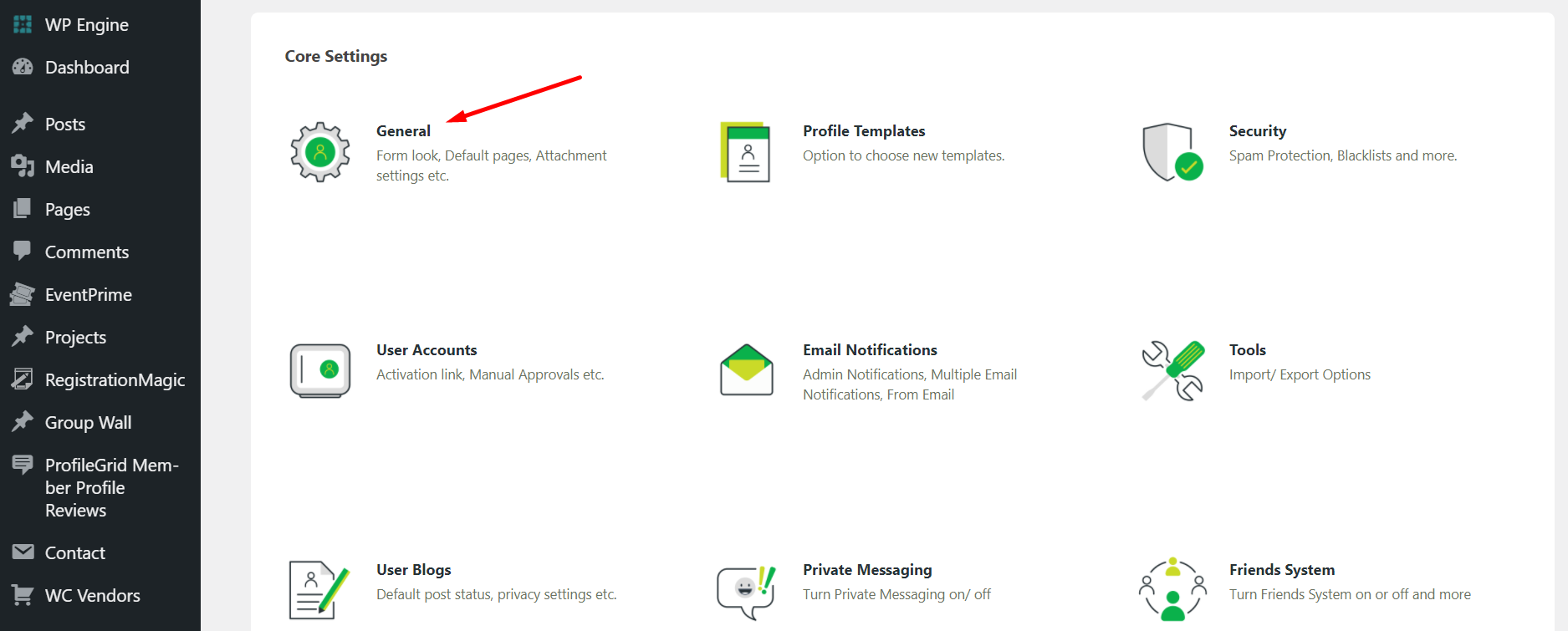 WordPress members area