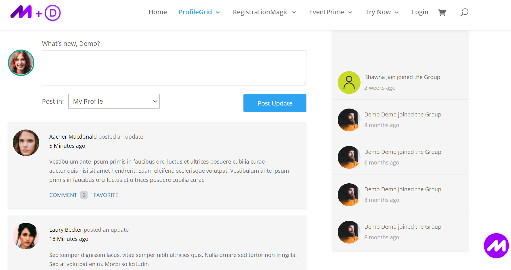 WordPress members area