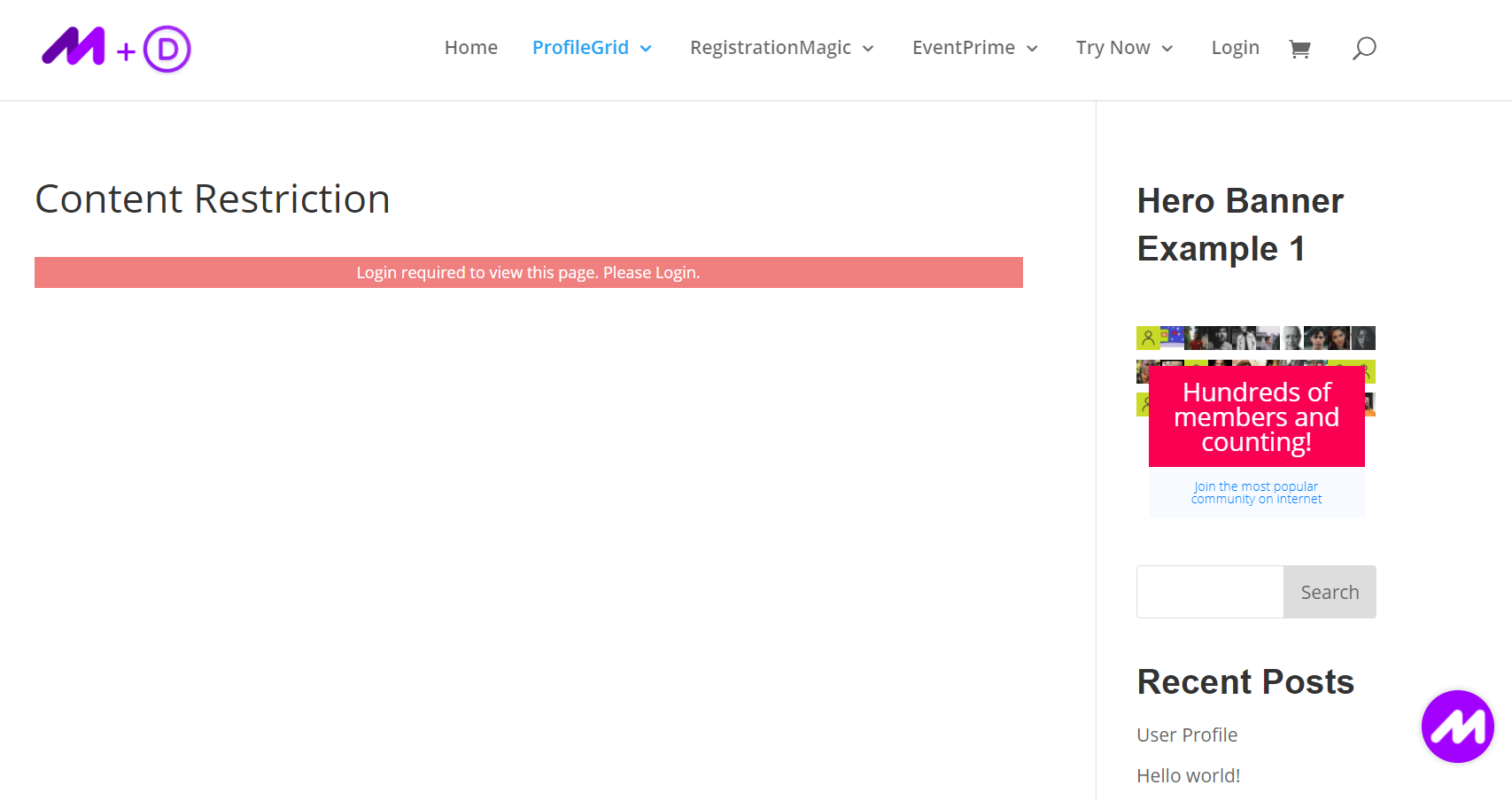 WordPress content restriction
