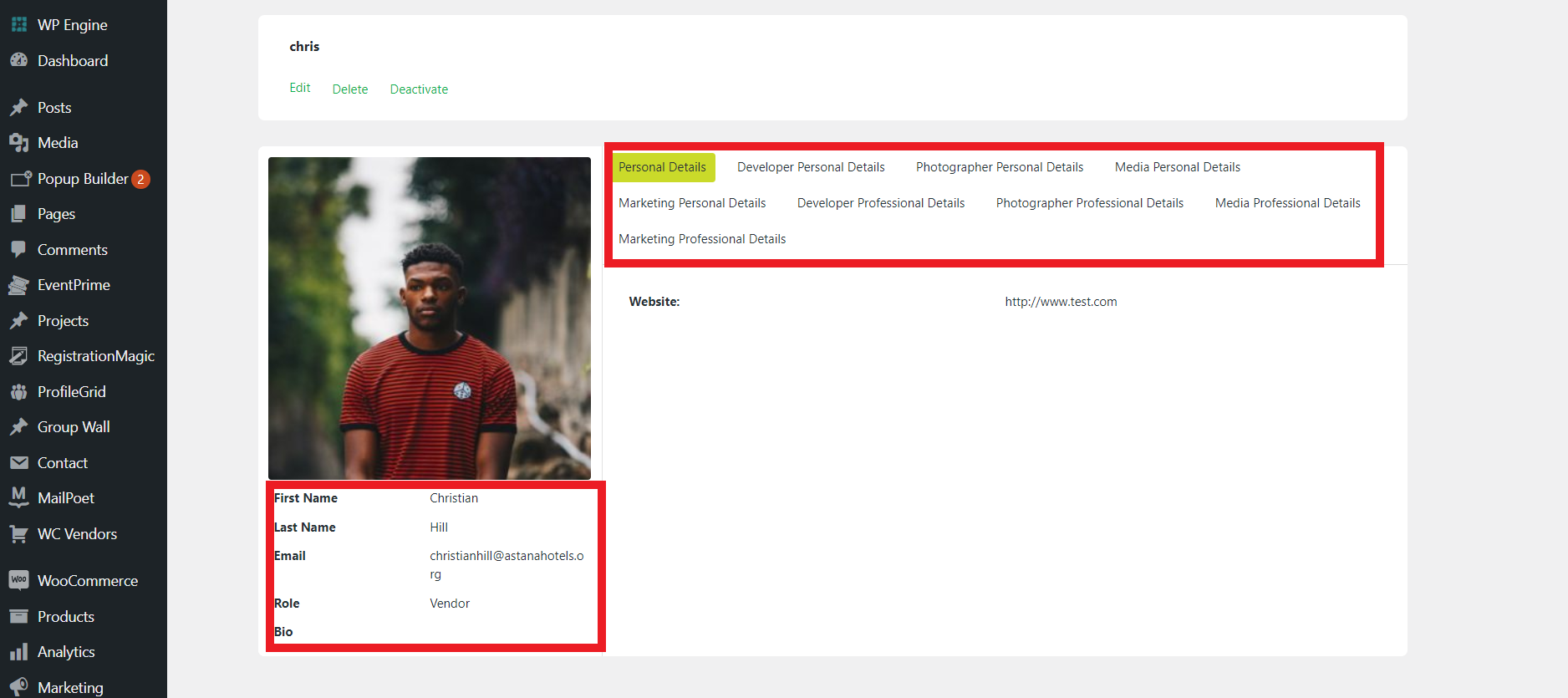 ProfileGrid user profile